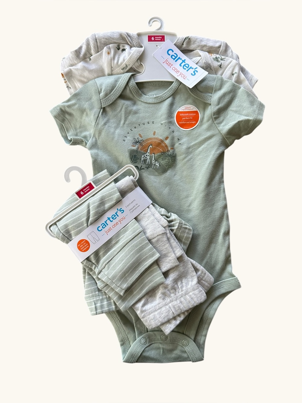 NWT Carter's Baby Green Safari, Turtle Graphic Bodysuit & Bottoms Set, 6 Month